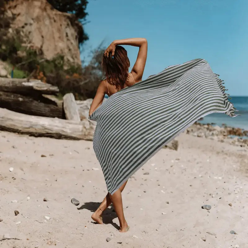 Turkish Towel, Zebra Green