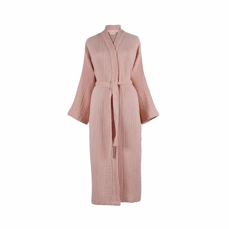Pink muslin cotton Summer Forever robe on a white background