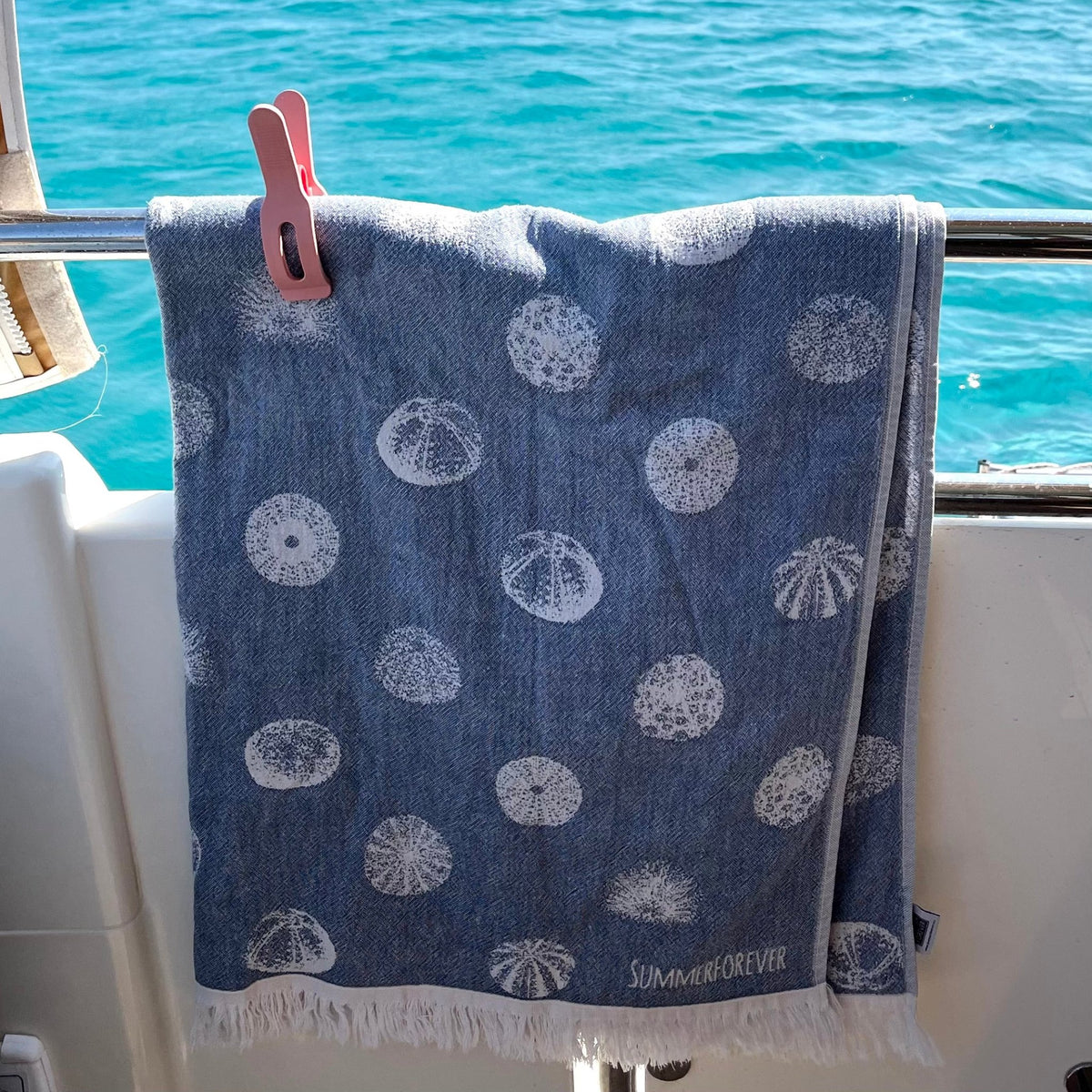 Turkish Beach Towel 240gsm Reversible, Sea Urchin Navy