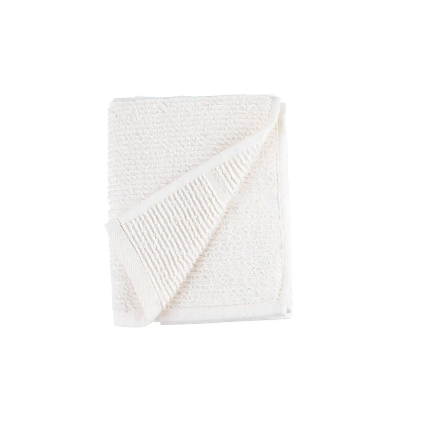 Close-up detail of the ribbed texture of off-white, 100% cotton Summer Forever towel