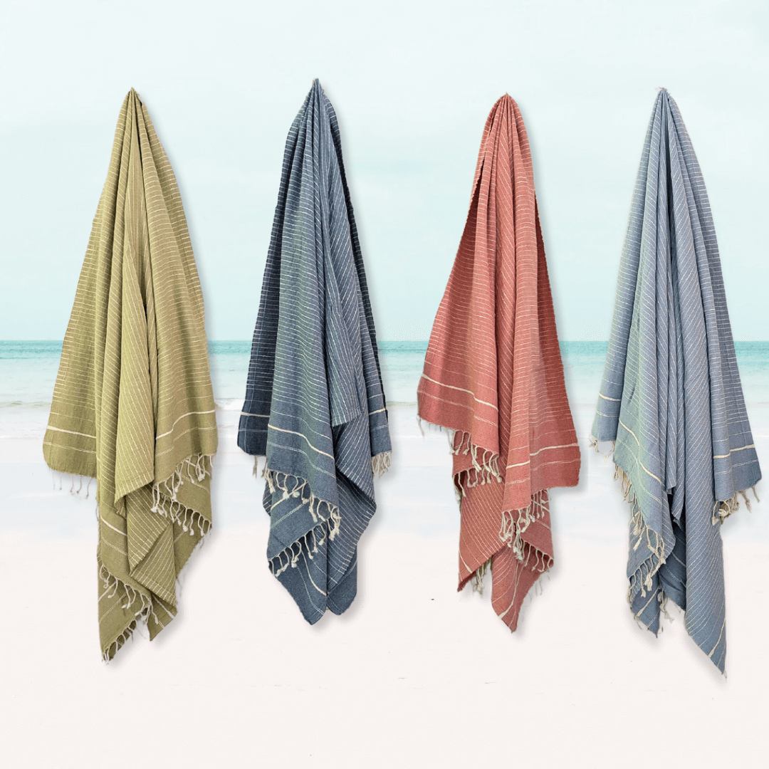 Turkish Beach Towel 15% Linen 200gsm Bath SPA, Perla