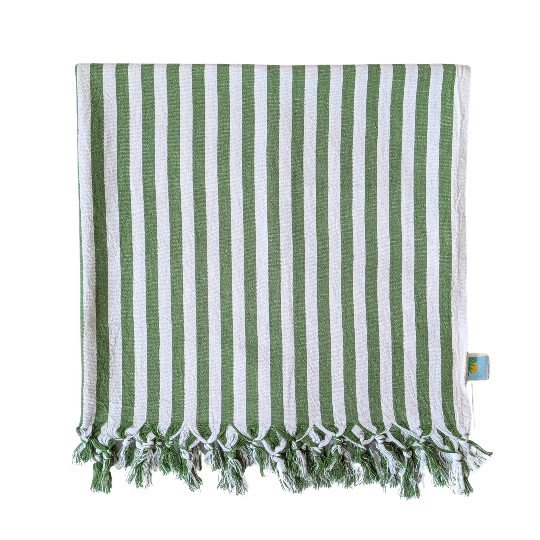 Zebra Turkish Towel 100%Cotton Striped, Green