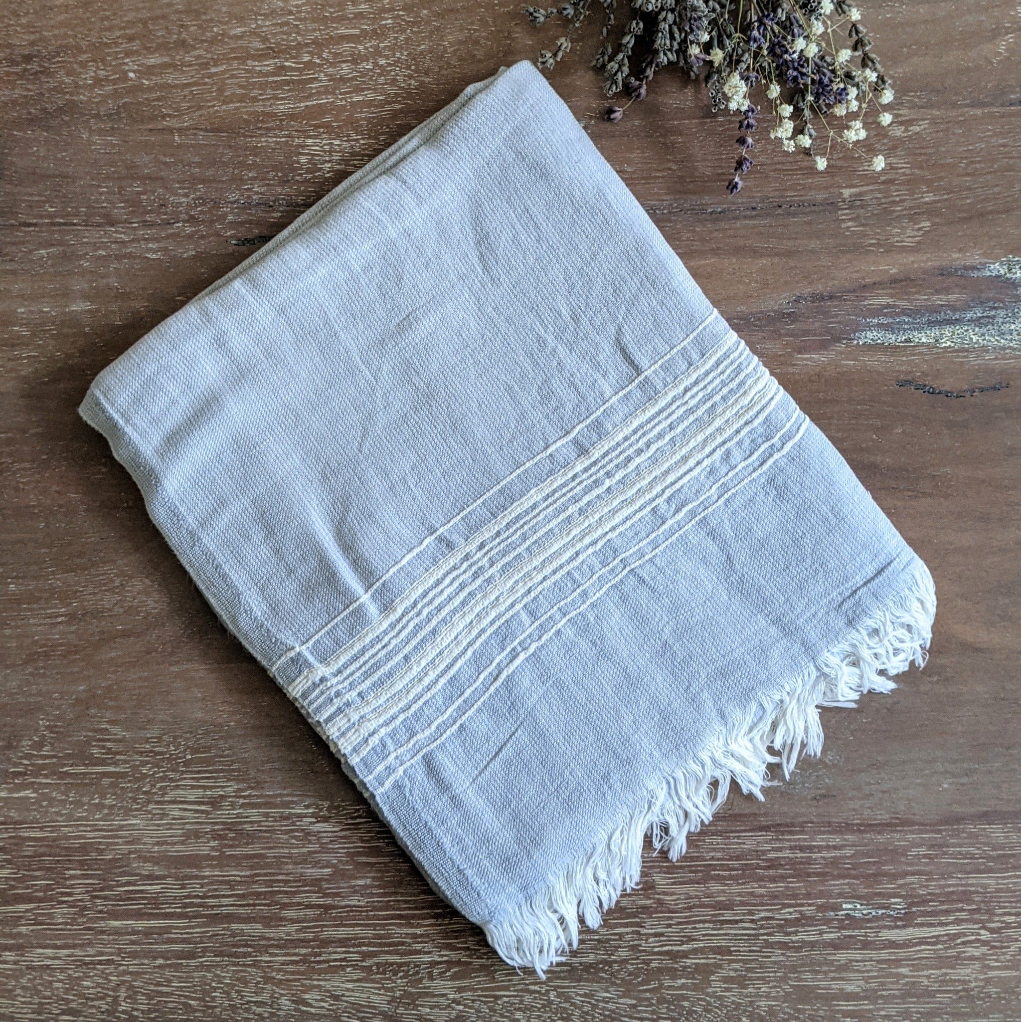 Linen Turkish Towel 160gsm, Blue Gray
